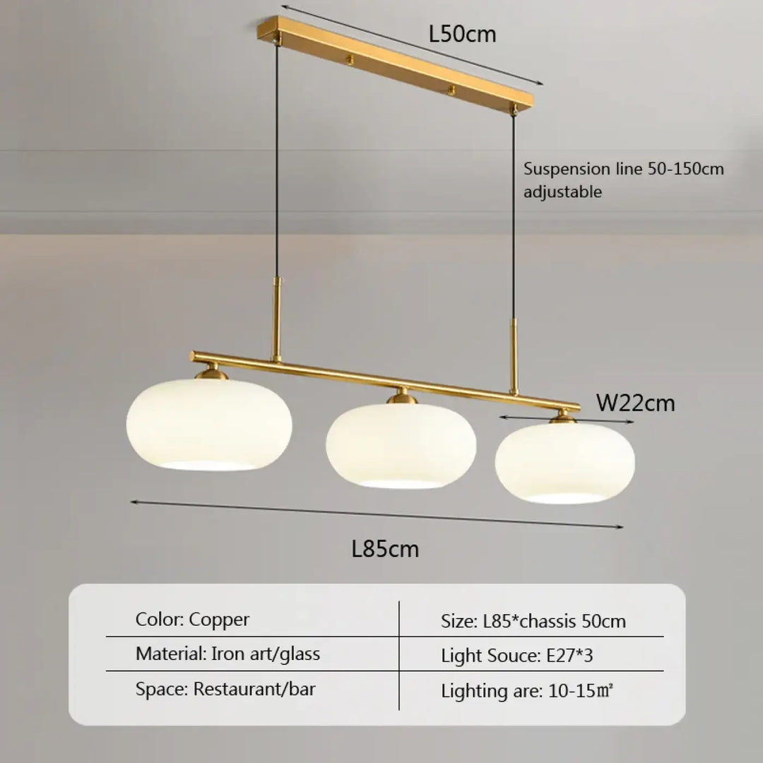 Suspension design en verre à trois globes élégance