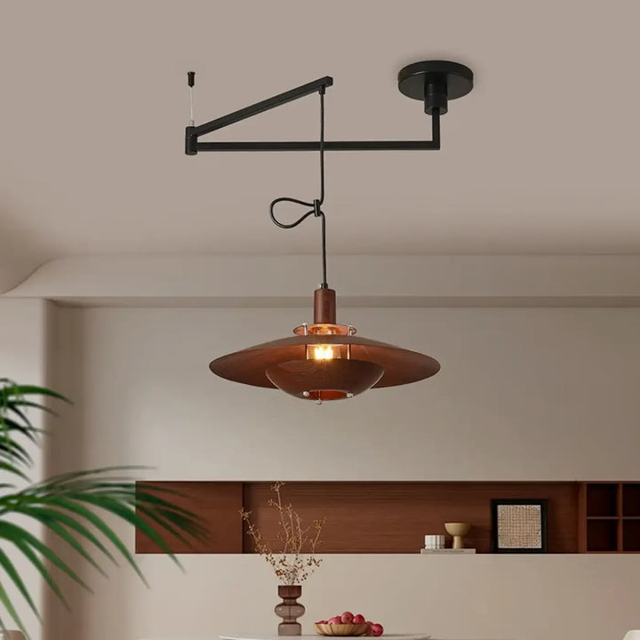Suspension luminaire design vintage au fini marron et noir