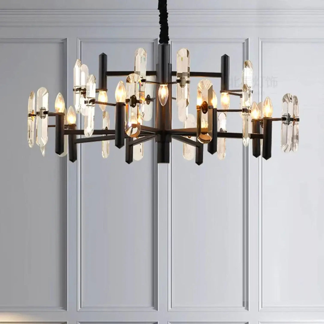 Suspension luminaire doré noir avec design élégant