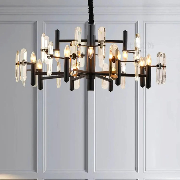 Suspension luminaire doré noir avec design élégant