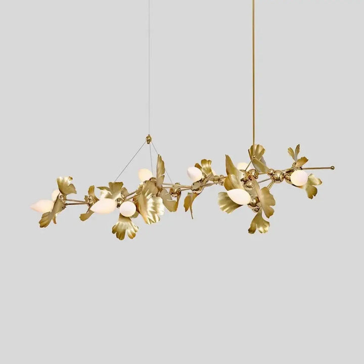 Suspension luminaire dorée en forme de fleurs élégante et moderne