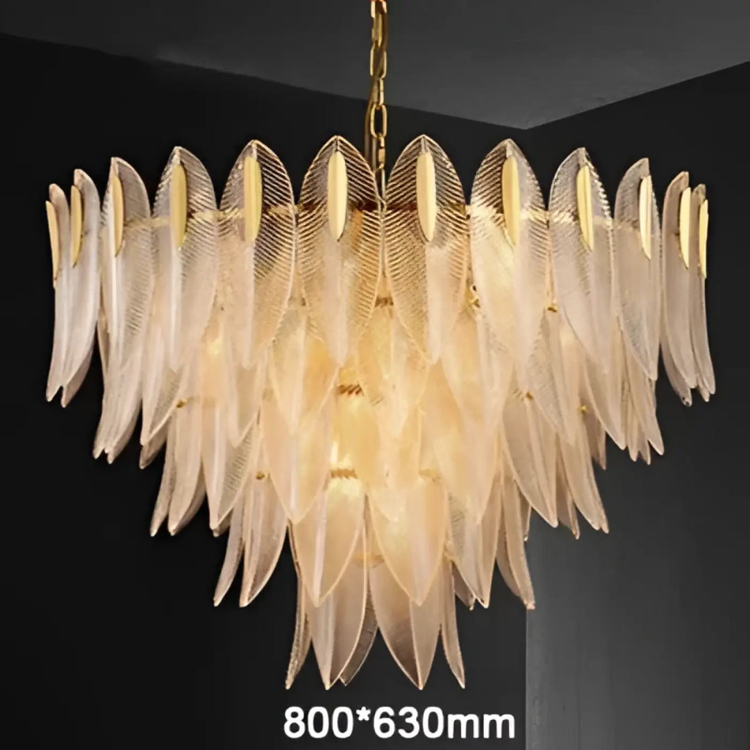 Suspension luminaire dorée en verre sculpté style art déco chic