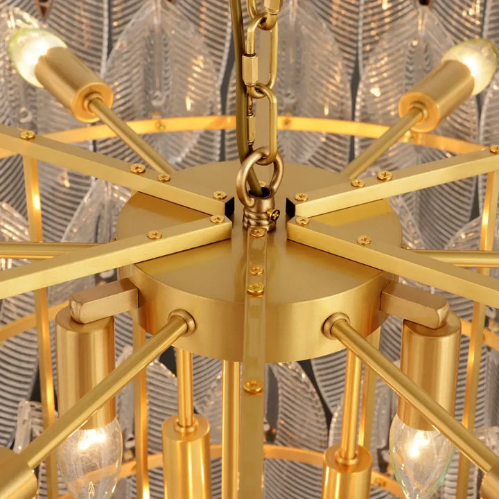 Suspension luminaire dorée en verre sculpté style art déco chic