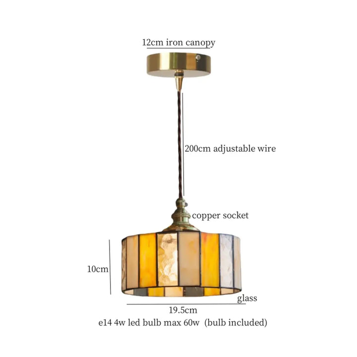 Suspension éclectique en verre coloré et cuivre raffiné