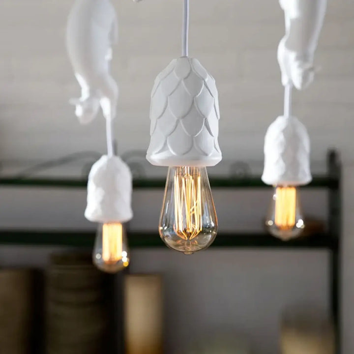 Suspension Luminaire Écureuil Blanc Rose Bleu Style Fantaisie