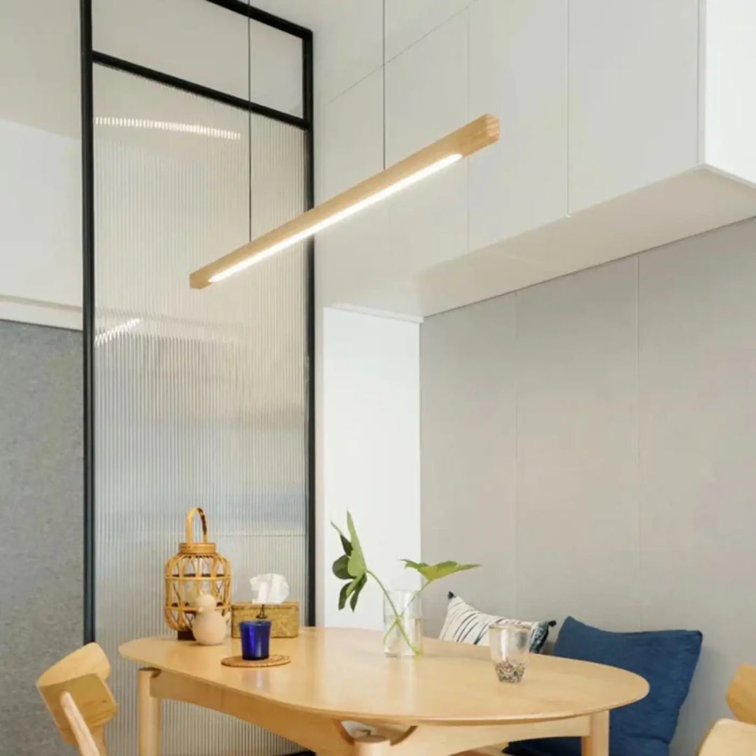 Suspension Luminaire Effet Bois Claire Ou Foncé À LED Câbles Réglables