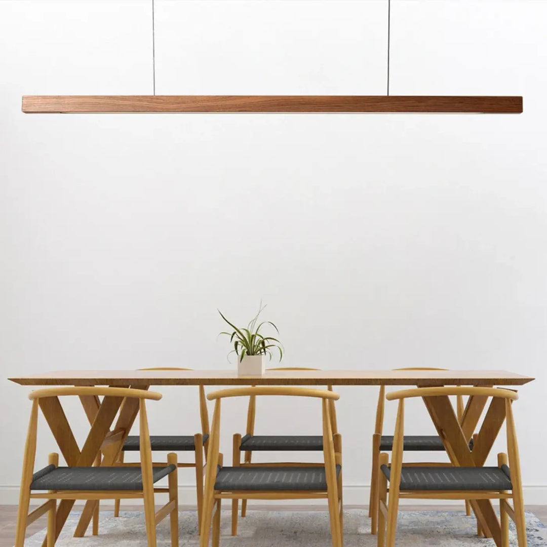 Suspension Luminaire Effet Bois Claire Ou Foncé À LED Câbles Réglables