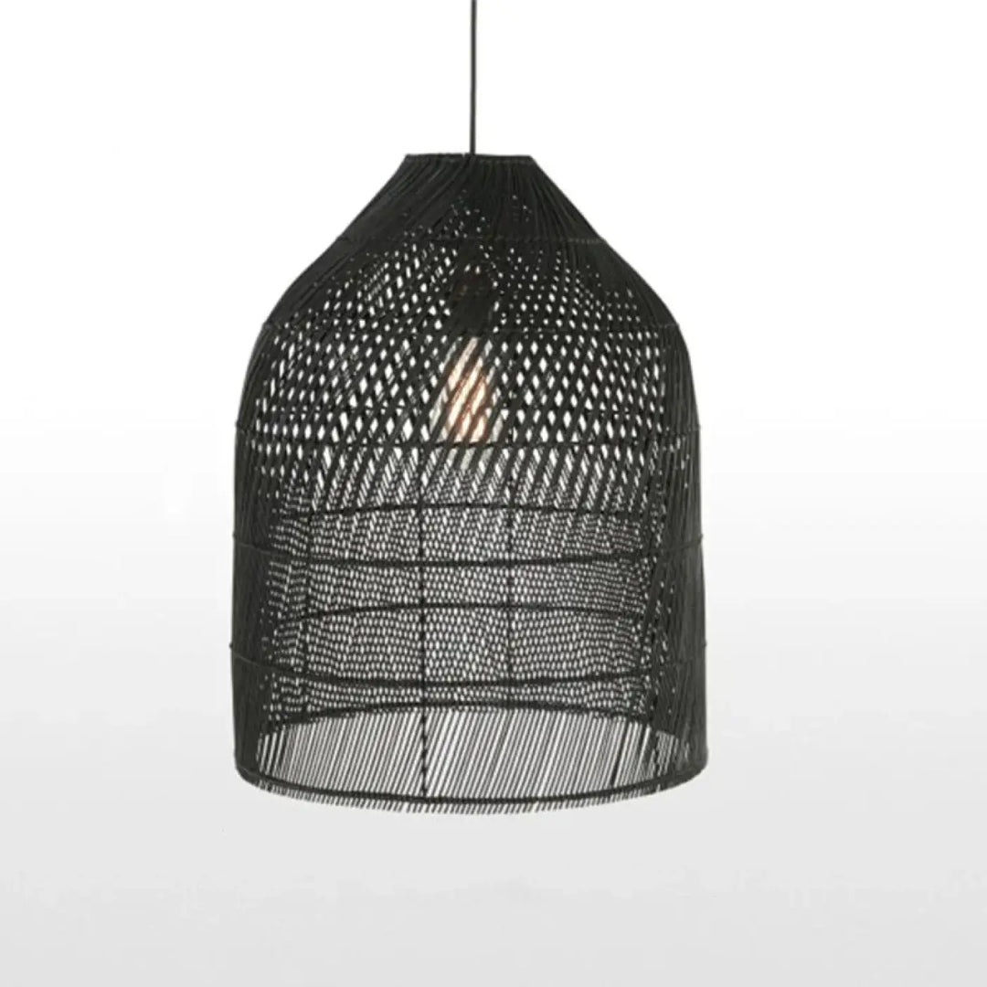 Suspension luminaire élégante en osier tressé façon lanterne

