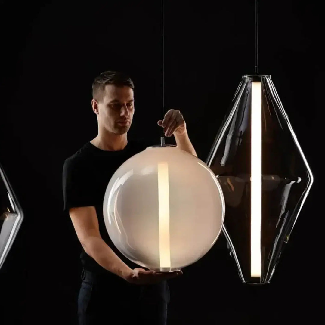 Suspension luminaire élégante style contemporain en verre