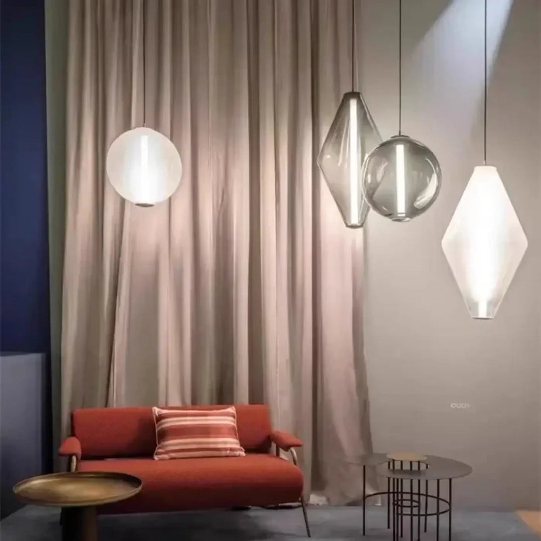 Suspension luminaire élégante style contemporain en verre