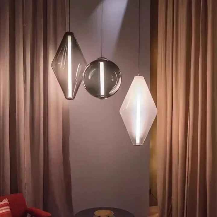 Suspension luminaire élégante style contemporain en verre