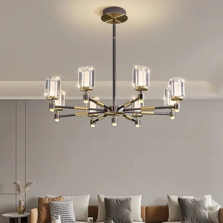 Suspension luminaire élégante en verre strié et métal design
