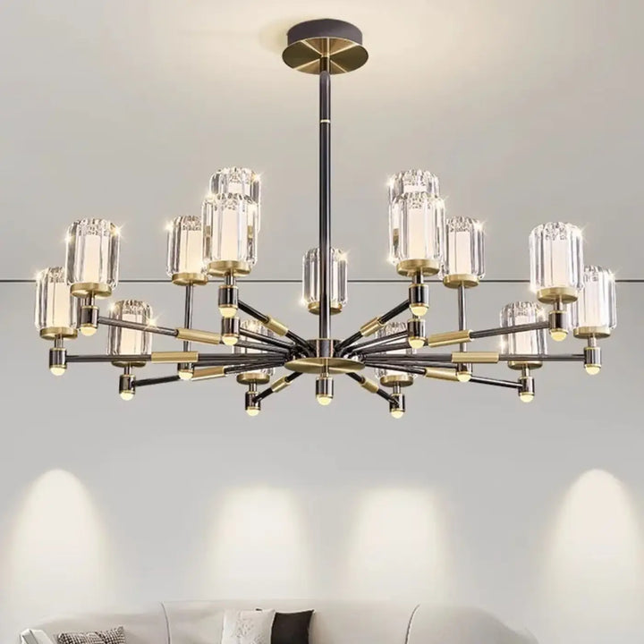 Suspension luminaire élégante en verre strié et métal design
