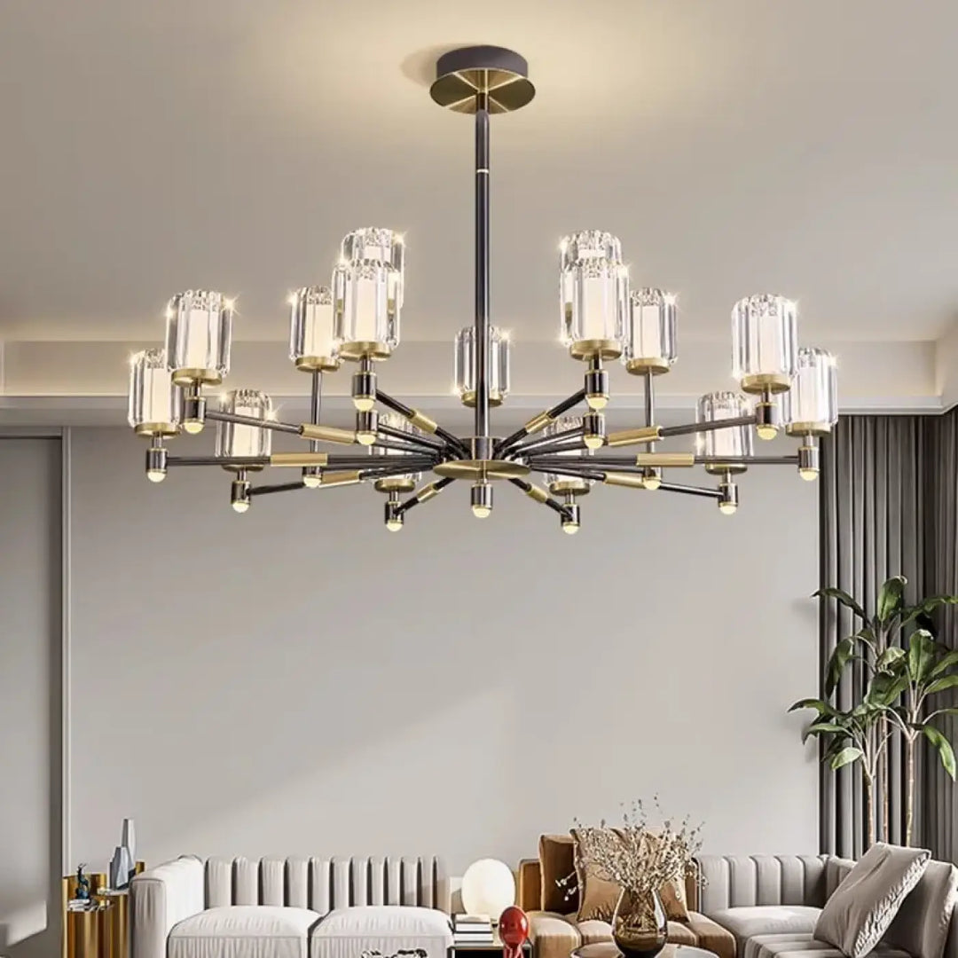 Suspension luminaire élégante en verre strié et métal design