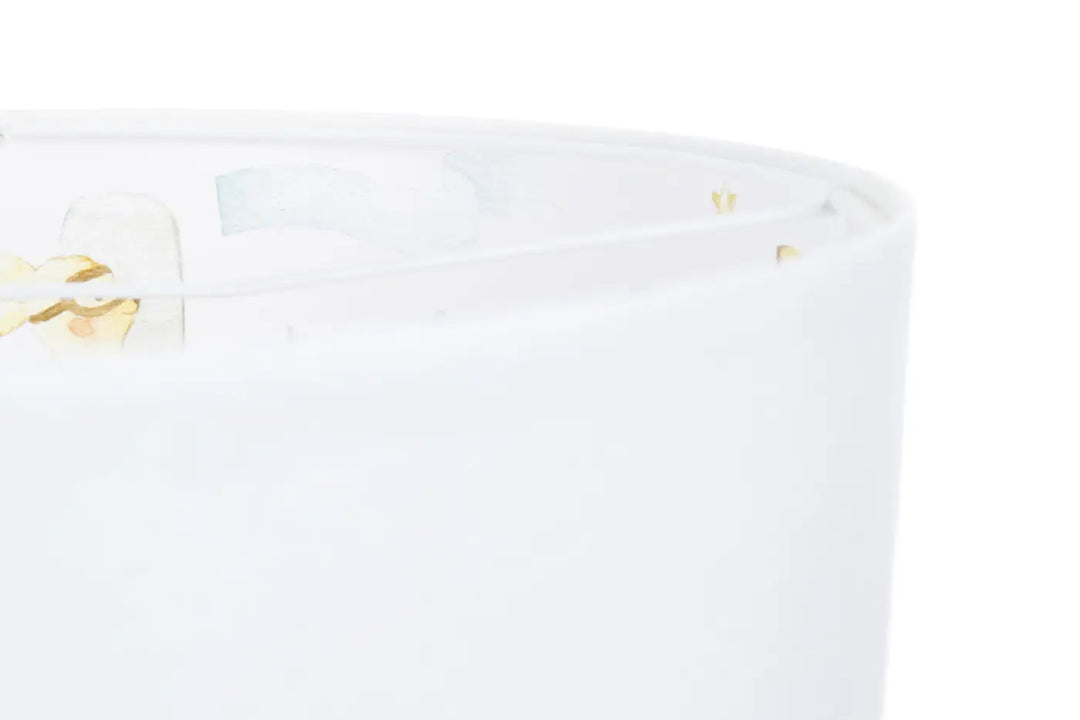 Suspension luminaire enfant blanc avec composants internes dorés et finition bleu pastel elegance pour chambre d’enfant