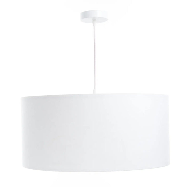 Suspension luminaire enfant blanc avec abat-jour en tissu lisse et fixation de plafond assortie sweet dreams classic
