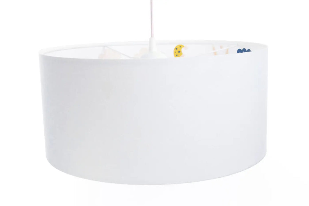 Suspension luminaire enfant sweet dreams classic blanc avec abat-jour cylindrique mat aux cygnes poétiques subtils
