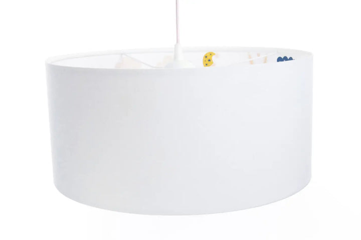 Suspension luminaire enfant sweet dreams classic blanc avec abat-jour cylindrique mat aux cygnes poétiques subtils