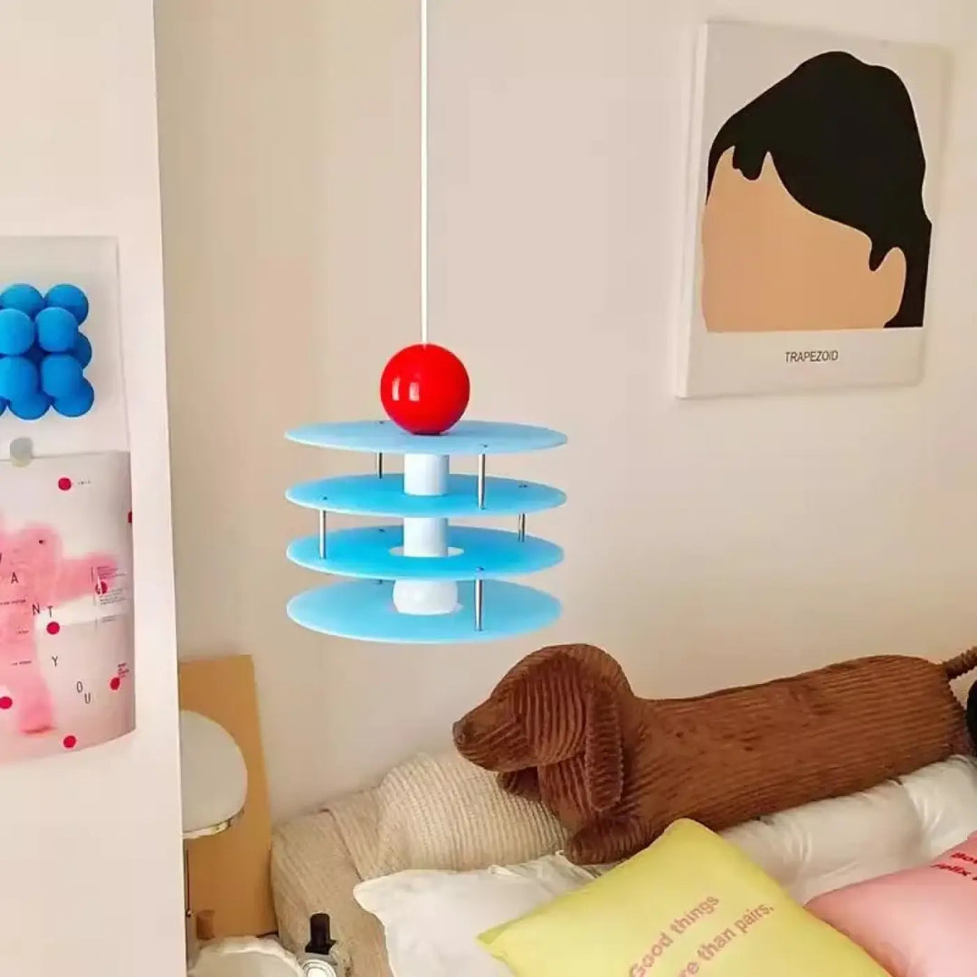 Suspension luminaire enfant bleu style design créatif moderne