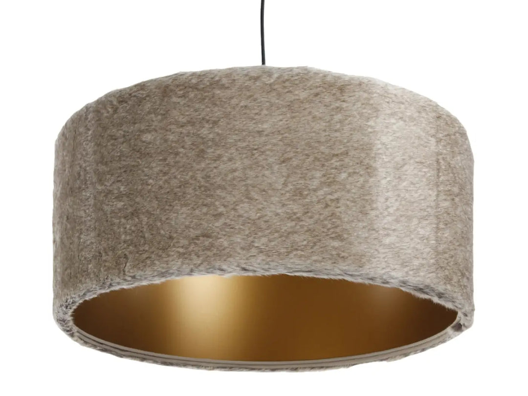 Pendant lamp Bear Light, Faux fur – Beige/Brown/Copper