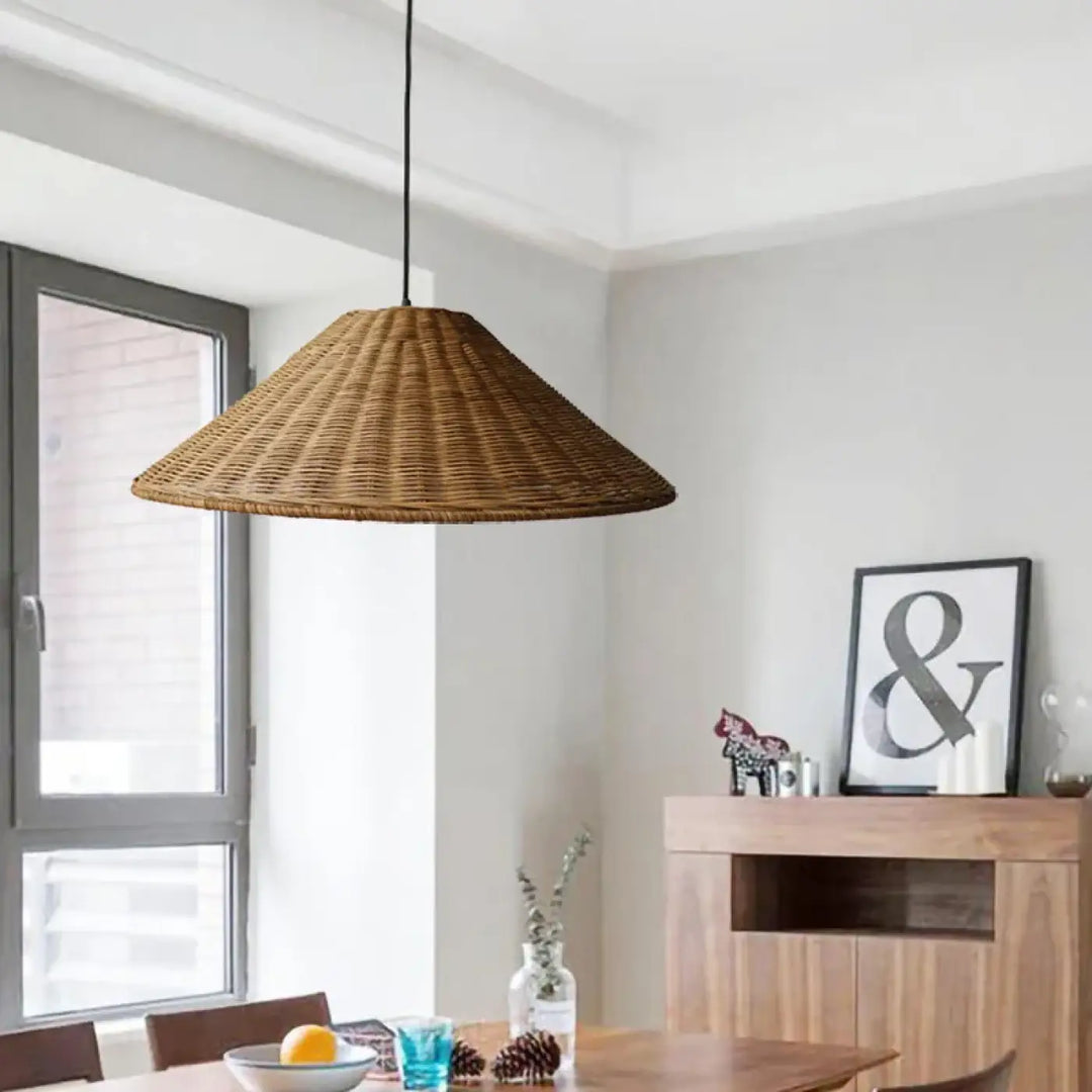 Suspension luminaire en fibre naturelle style bohème design