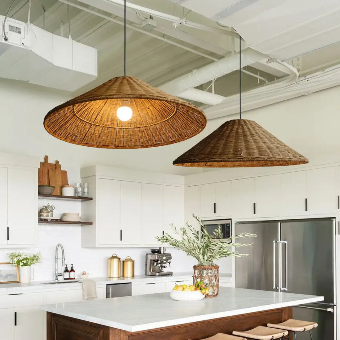 Suspension luminaire en fibre naturelle style bohème design