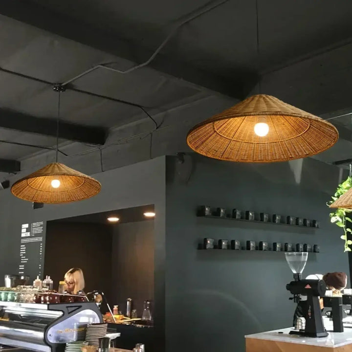 Suspension luminaire en fibre naturelle style bohème design