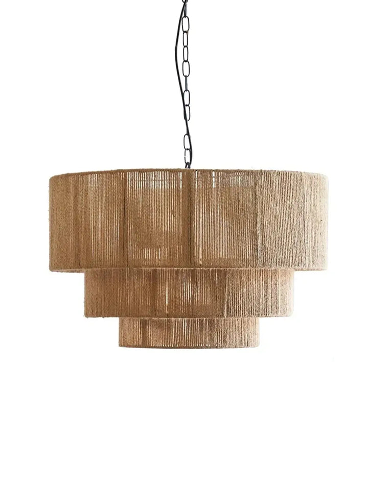 Suspension luminaire en fibres naturelles tressées élégante