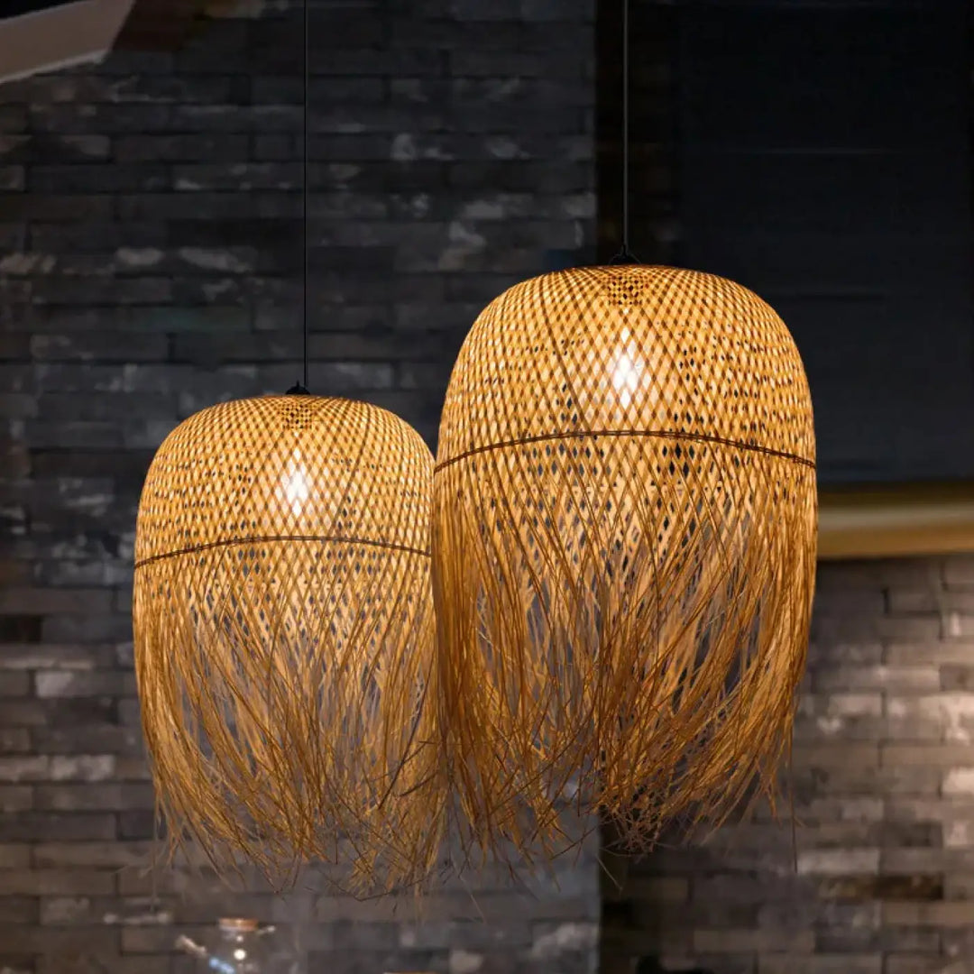 Suspension luminaire en forme allongée style organique et aérien


