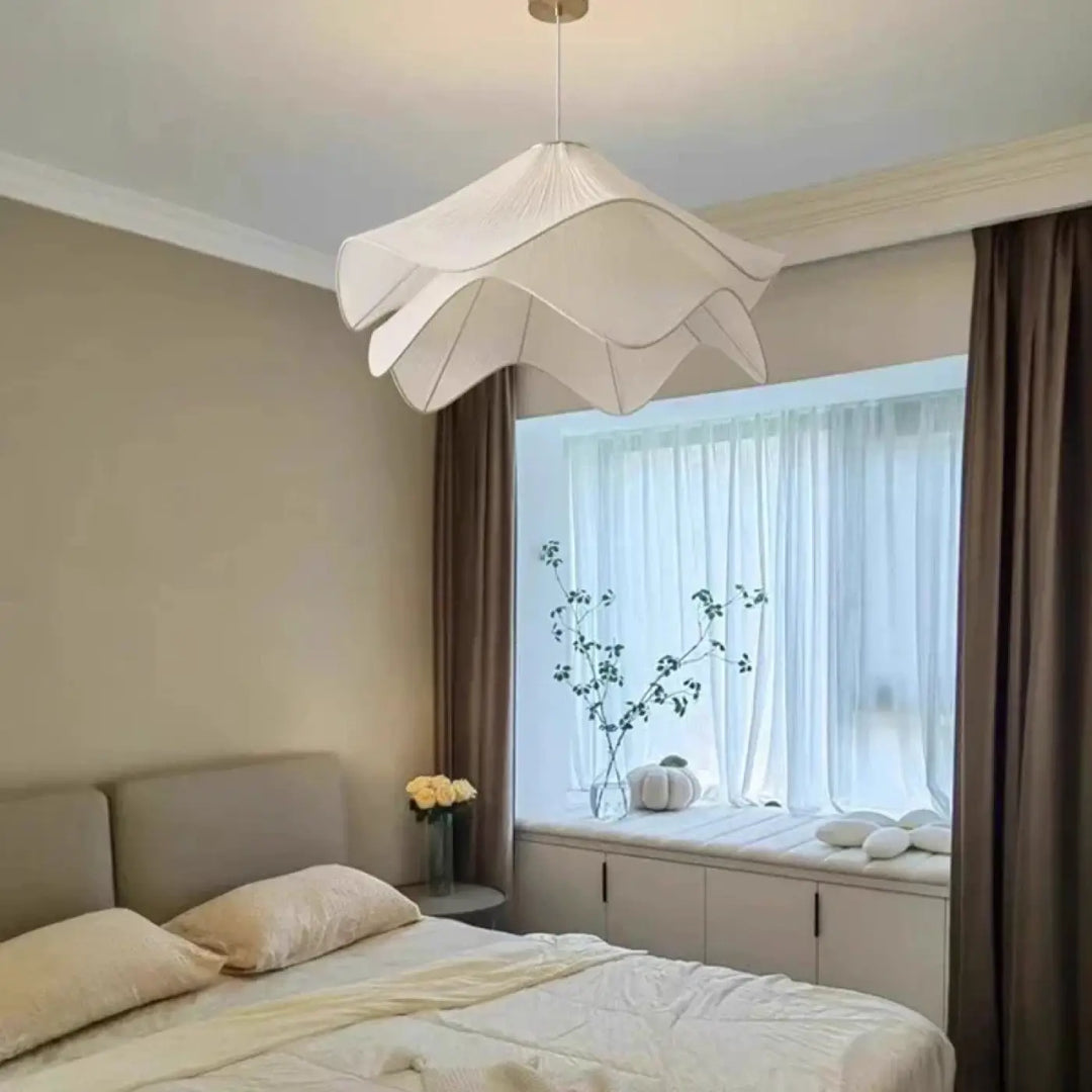 Suspension luminaire en forme de fleur plissée élégante chic