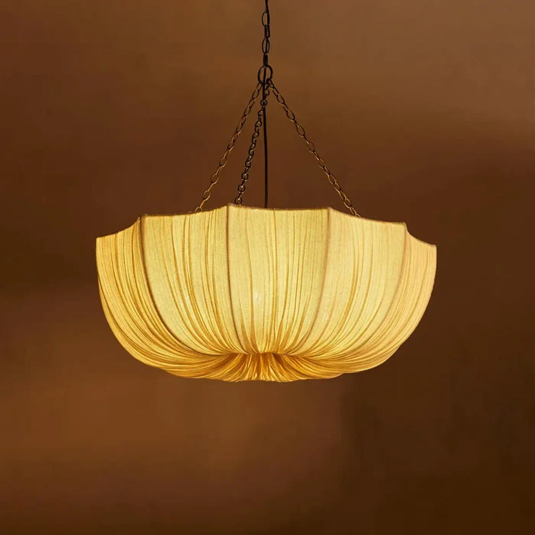 Suspension luminaire en forme de parapluie blanc texturé

