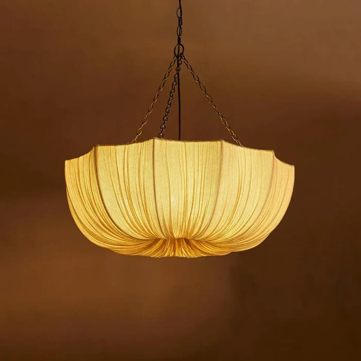 Suspension luminaire en forme de parapluie blanc texturé

