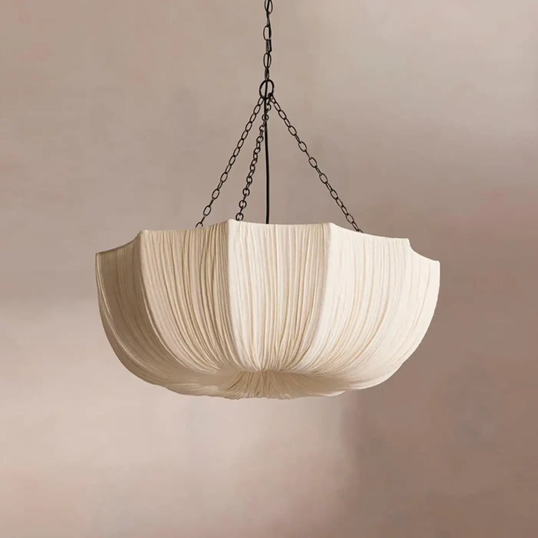 Suspension luminaire en forme de parapluie blanc texturé

