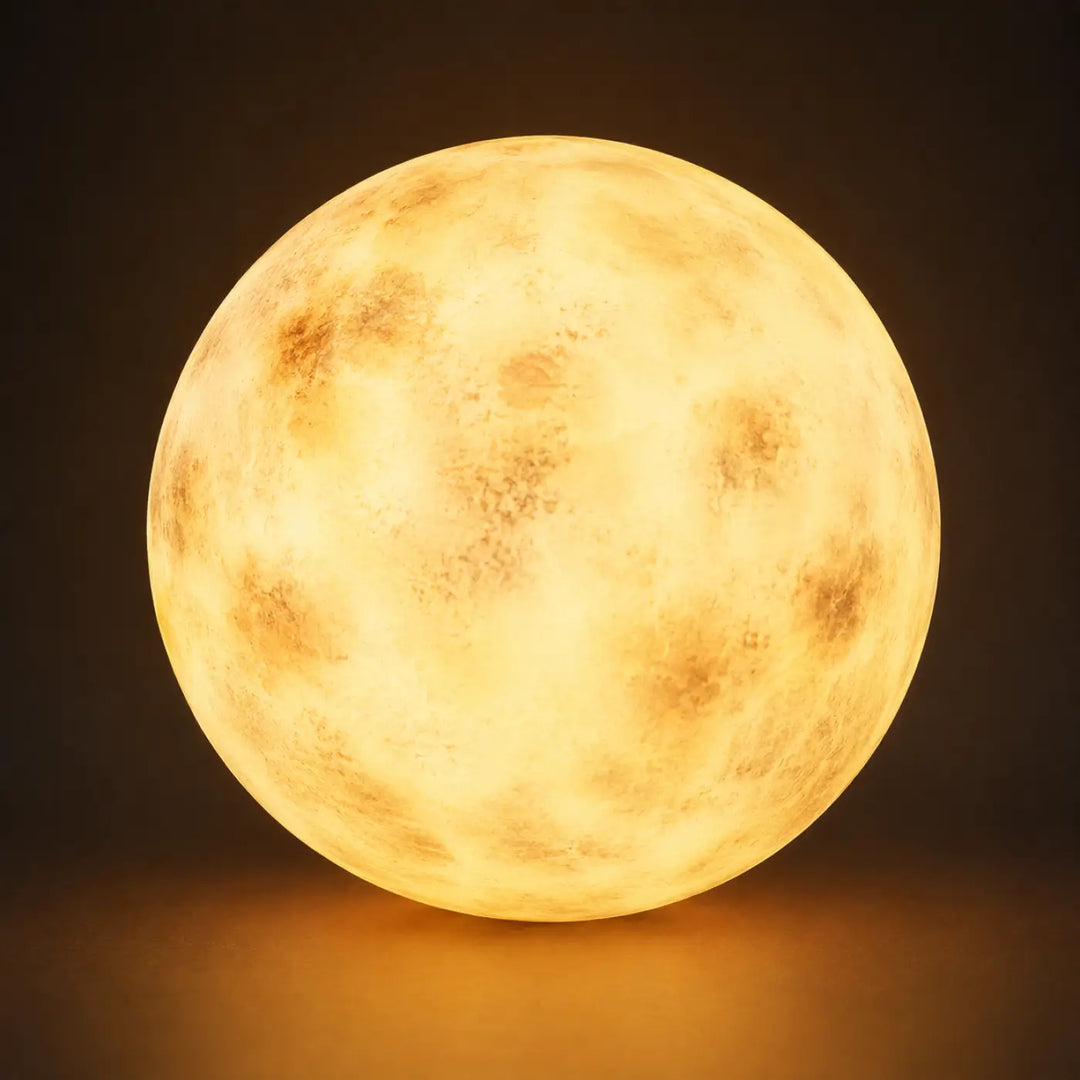 Suspension luminaire cosimo en forme de lune avec éclairage doux et surface texturée invite à l’évasion