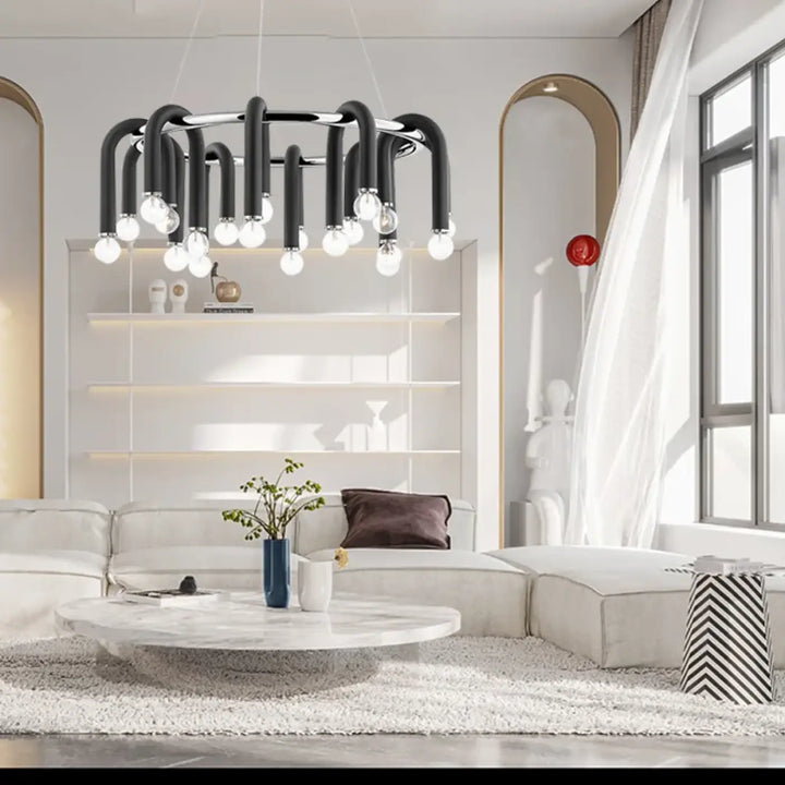Suspension luminaire en forme de u inversée noire épurée