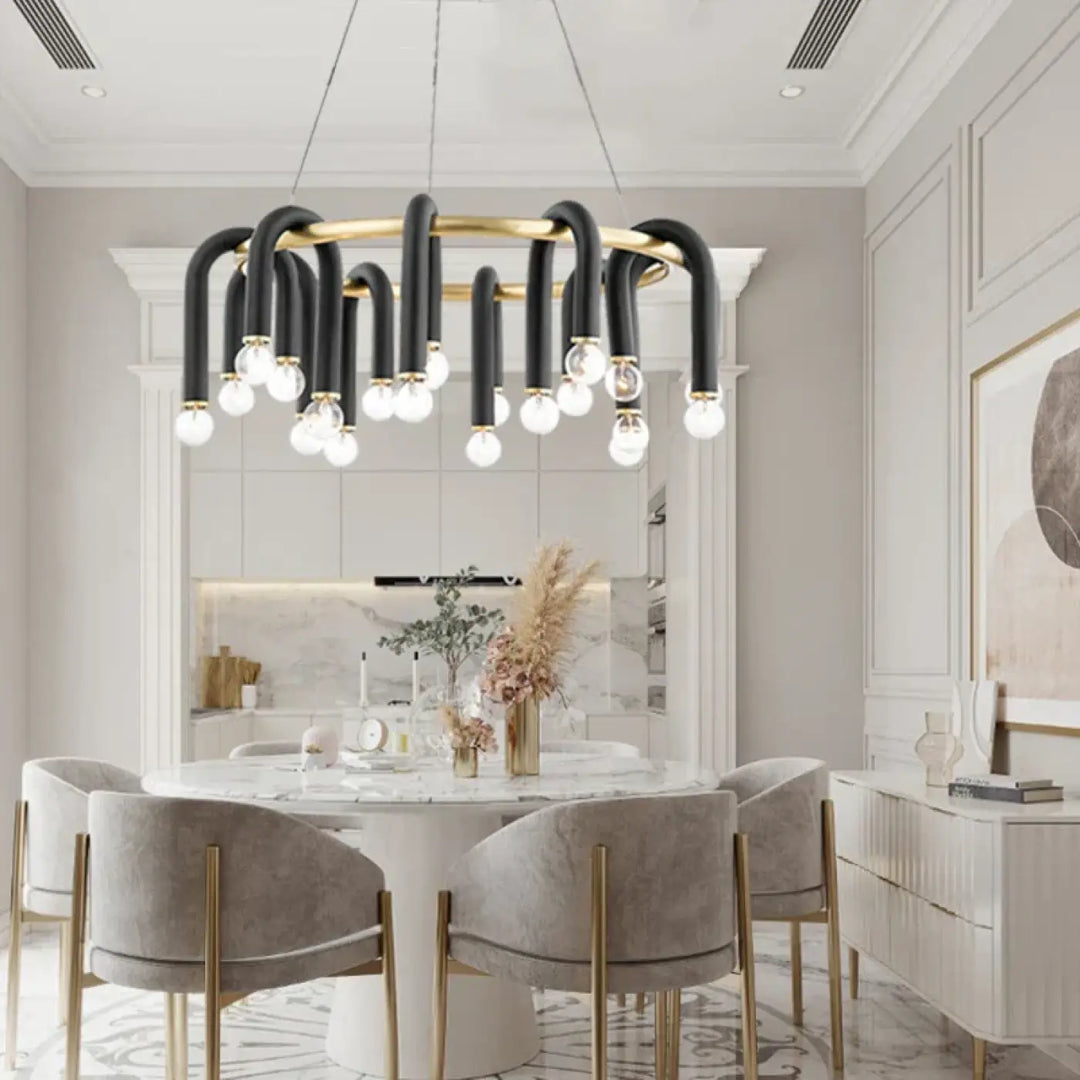 Suspension luminaire en forme de u inversée noire épurée