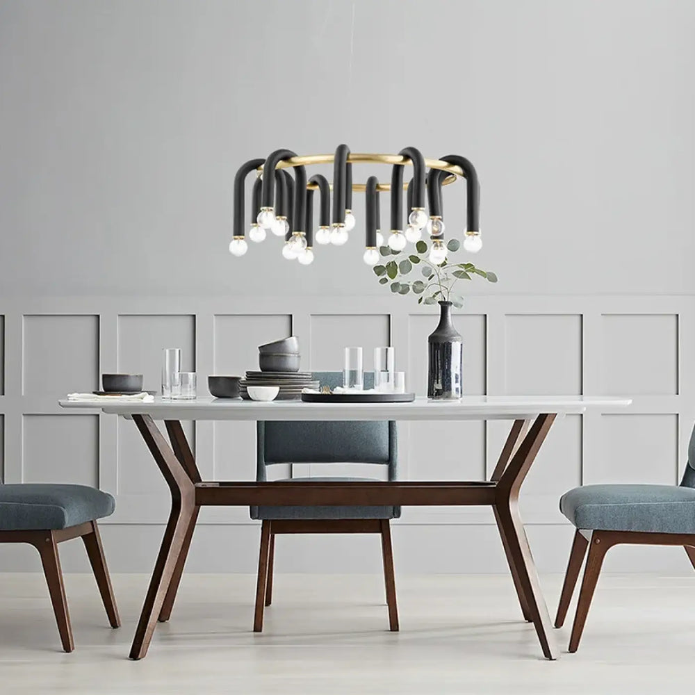 Suspension luminaire en forme de u inversée noire épurée
