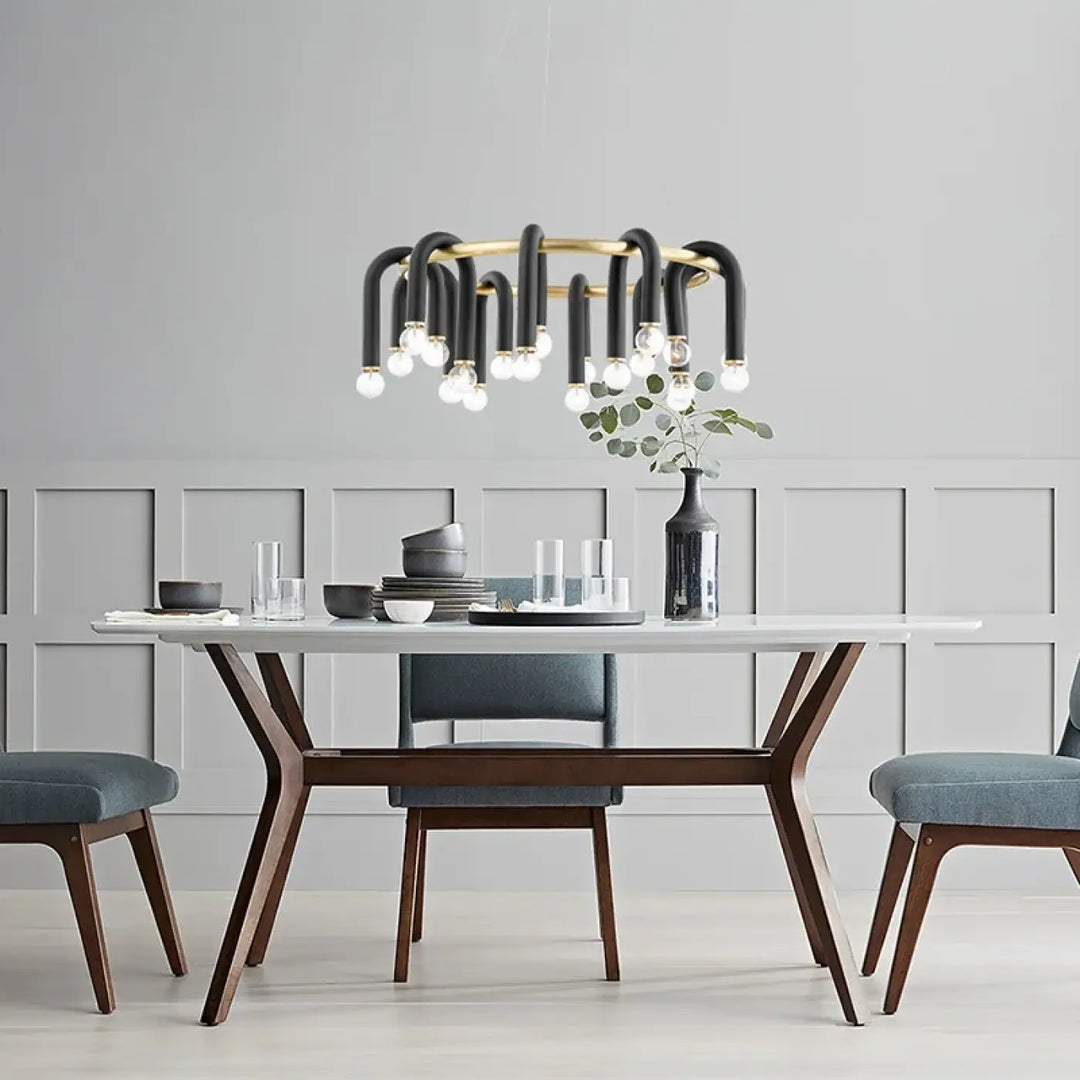 Suspension luminaire en forme de u inversée noire épurée