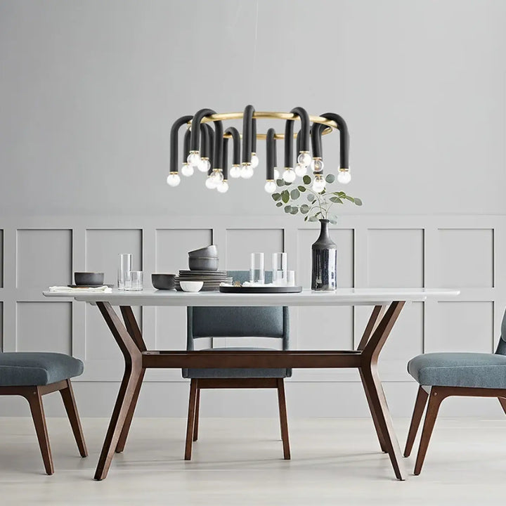 Suspension luminaire en forme de u inversée noire épurée