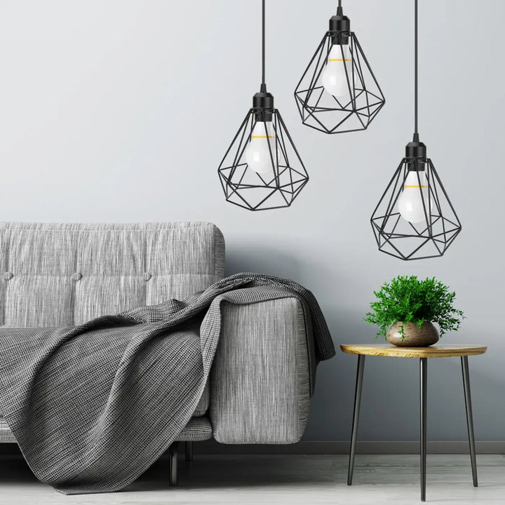 Suspension luminaire géométrique au design minimaliste noir

