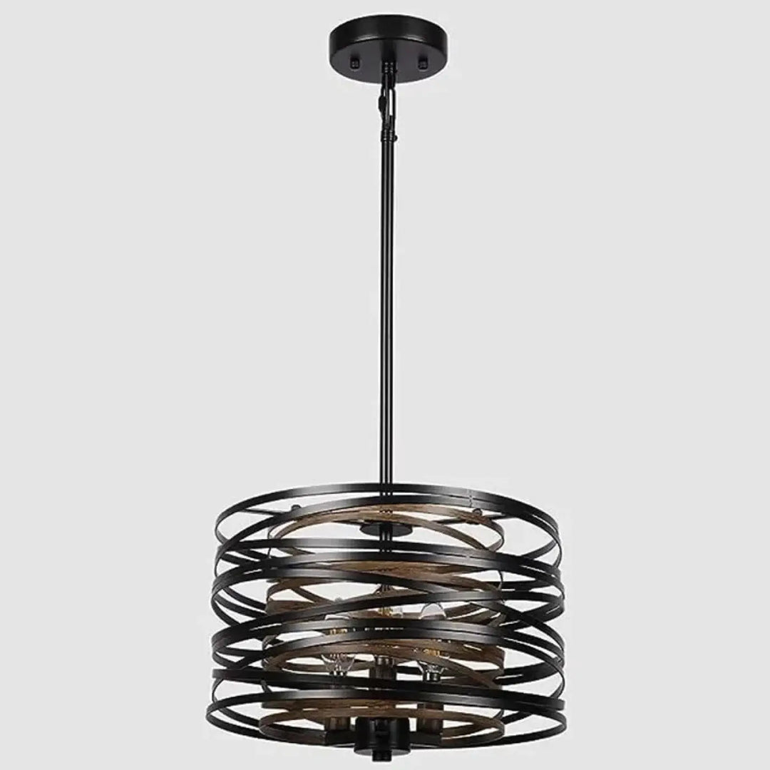Suspension luminaire graphique noire à cercles concentriques