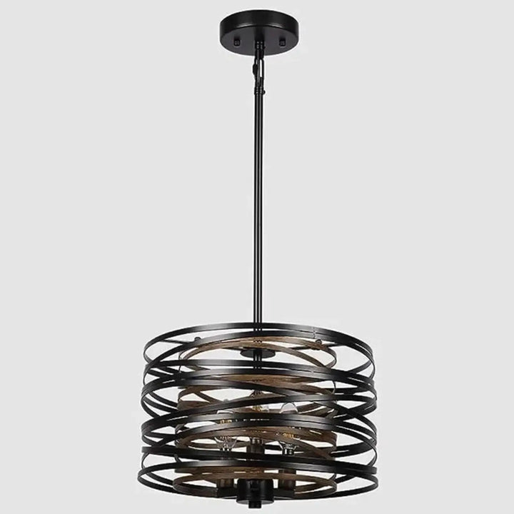 Suspension luminaire graphique noire à cercles concentriques