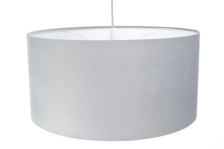 Suspension luminaire gris clair avec abat-jour cylindrique blanc texturé et design moderne classique jasmin