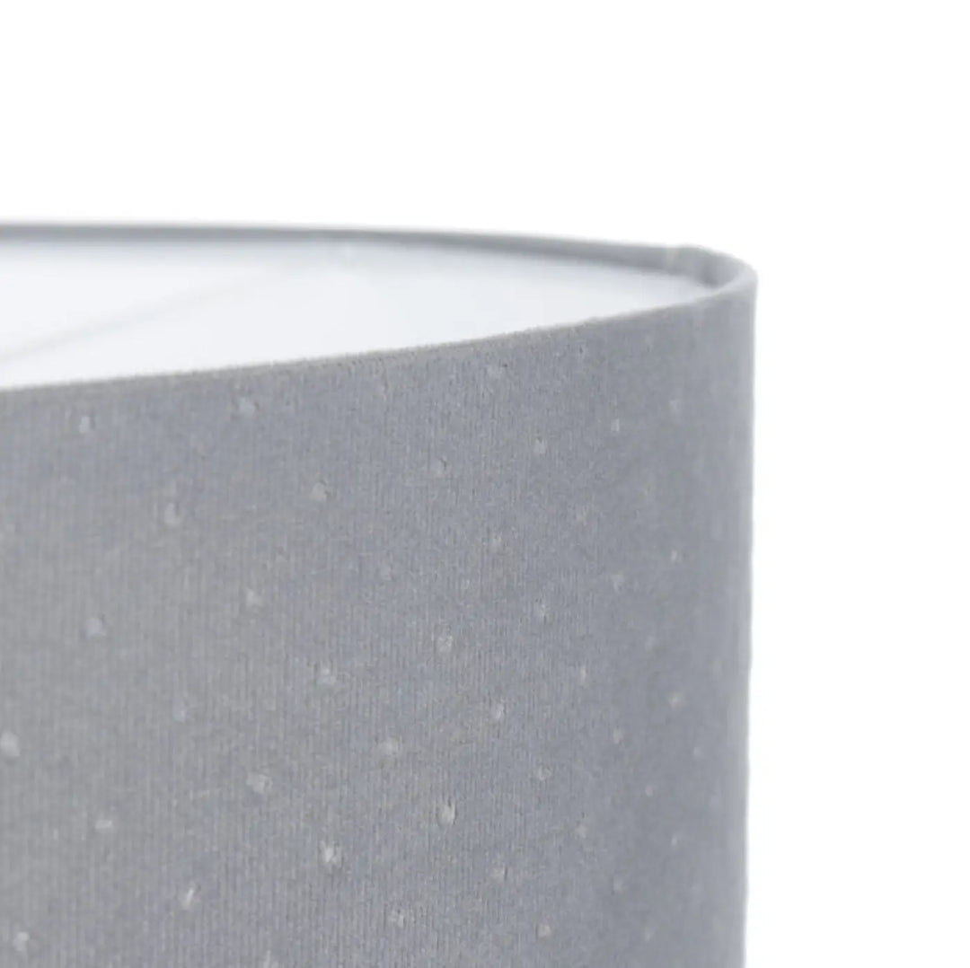 Suspension luminaire gris clair avec abat-jour texturé gris et motif discret speckled pour intérieur élégant