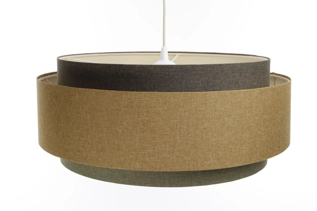 Suspension luminaire doblo boho elegant avec abat-jour en tissu texturé gris vert marron beige pour intérieur moderne