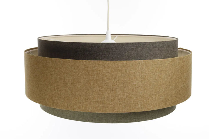 Suspension luminaire doblo boho elegant avec abat-jour en tissu texturé gris vert marron beige pour intérieur moderne