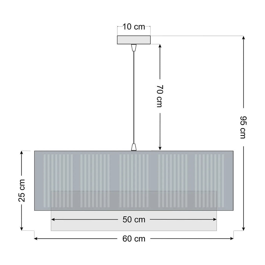 Suspension luminaire grise rectangulaire duo lami line avec lames verticales et platine circulaire de 10 cm
