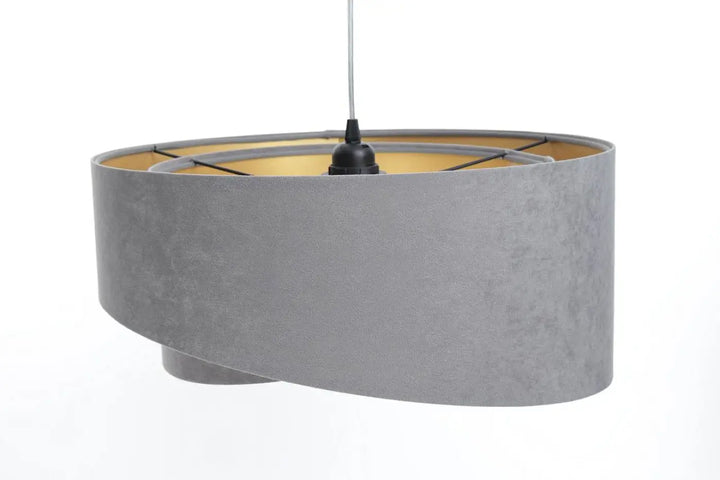 Suspension luminaire galaxy auric gris en velours gris avec finition mate et intérieur doré linéaire