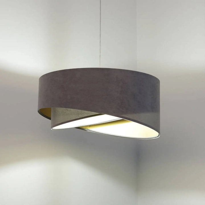 Suspension luminaire galaxy auric gris avec lumière douce diffuse et intérieur métallique subtil moderne