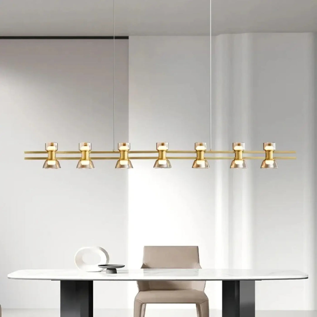 Suspension luminaire haut de gamme à 7 spots LED pour salon

